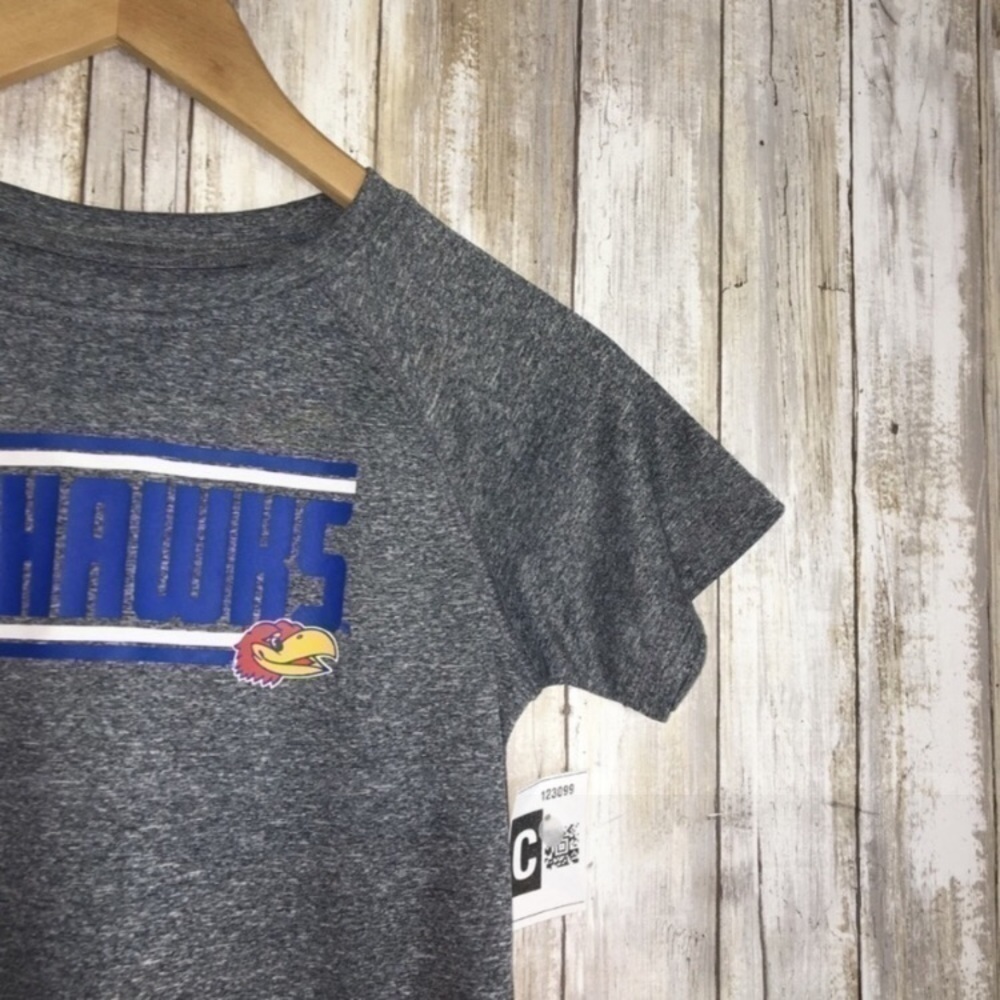 Kansas Jayhawks Boys Small Gray Tee KU Youth Shirt NCAA Fan Apparel - Picture 3 of 4